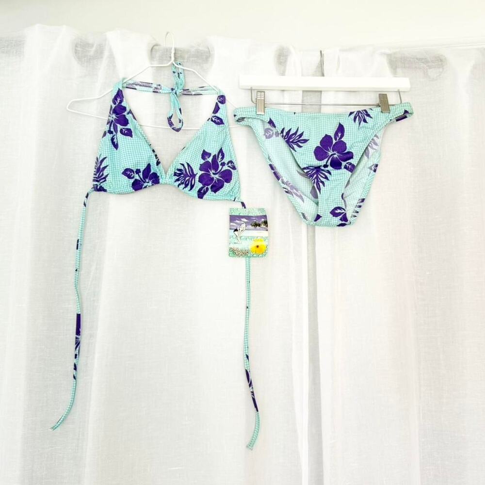 Vintage y2k floral gingham bikini